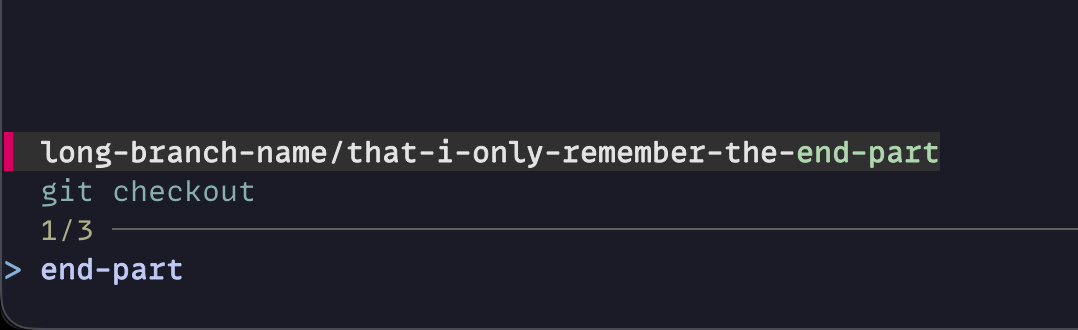 Fuzzy git checkout after selecting a branch